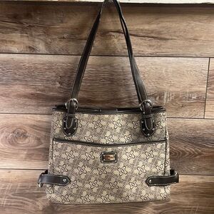 Vintage Liz & Co. Canvas and Faux Leather Bag ? Brown and Tan